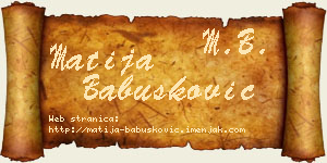 Matija Babušković vizit kartica